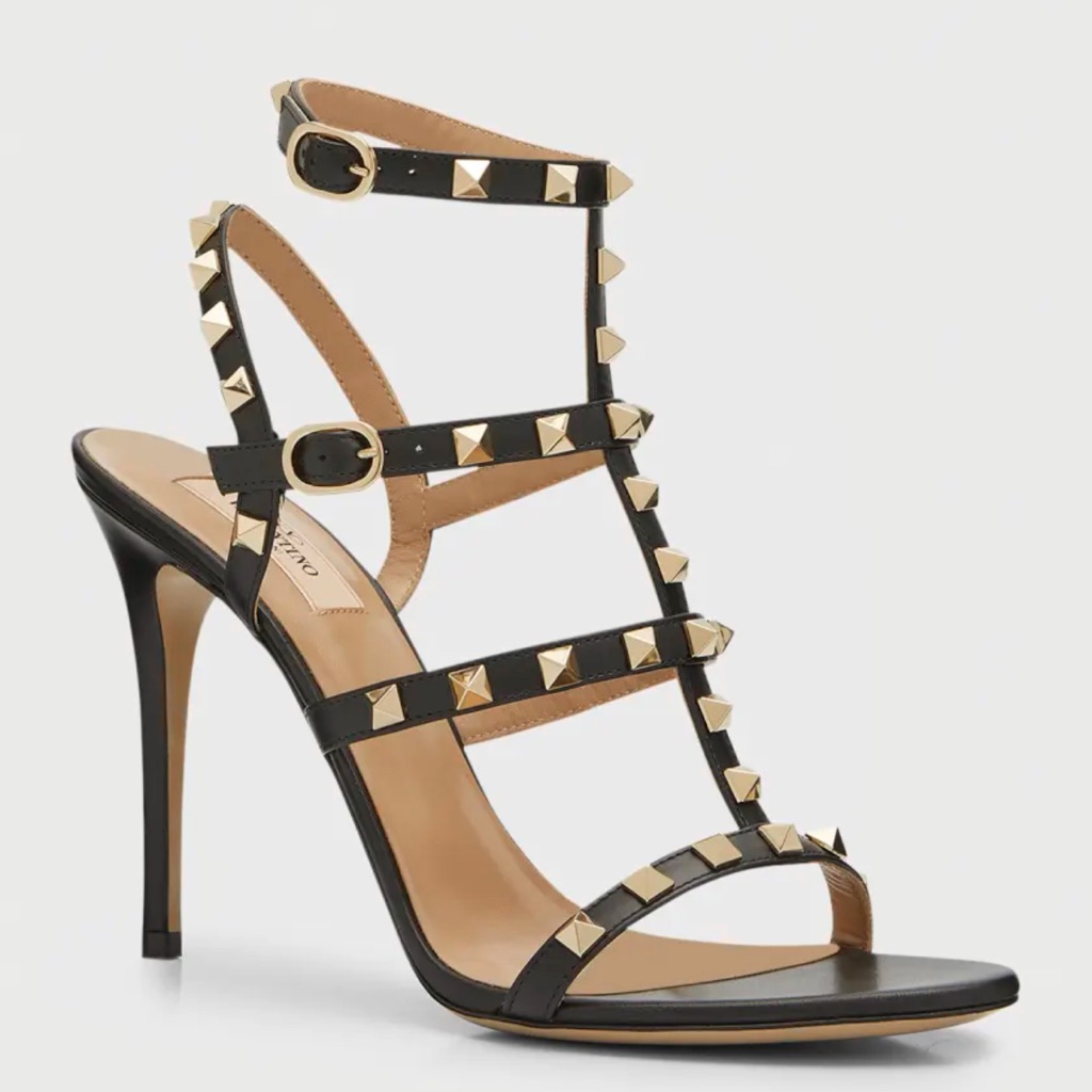 Valentino Garavani Napa Leather Sandal With Matte Signature Rockstuds Brand New